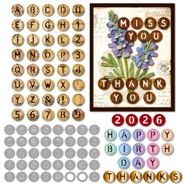 Imagem de MAYJOYDIY Chaves de máquina de escrever, matrizes de corte de metal, teclas de função retrô, estêncil, teclados numéricos, molde de gravação em relevo, matrizes para fazer cartões, decoração de álbum