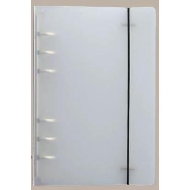 Imagem de Capa transparente para fichário A6 com 6 anéis, superfície fosca de PVC macio para caderno, planejador, armazenamento, livro, com bolsos de manga para páginas de refil