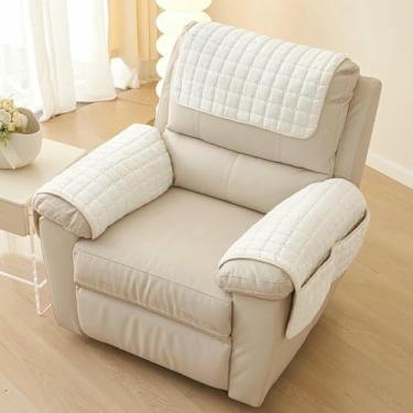 Imagem de Conjunto de capas de flanela para apoio de braço de poltrona reclinável com protetor de encosto de cabeça macio, capas antiderrapantes para braços de sofá e protetor de encosto de cabeça macio