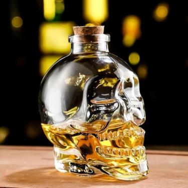 Imagem de Garrafa De Vinho De Caveira, Decantador De Vidro De Caveira Garrafa De Licor De Cristal De Caveira Decantador De Vidro Com Rolha, Garrafa De Vinho De Cabeça, Licor Para Vodka Escocesa, Pres