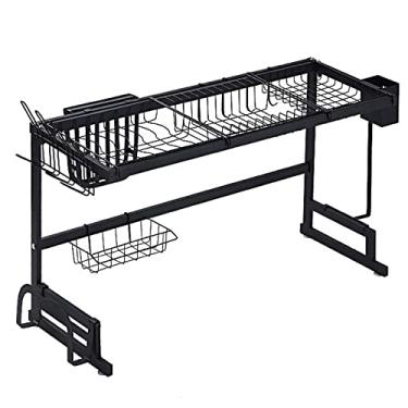 Imagem de Escorredor de louça, prateleira de escorredor de pratos de aço inoxidável 304 com suporte de utensílios, suporte de tábua de corte e suporte de copo, suporte de exibição organizador de utensílios de