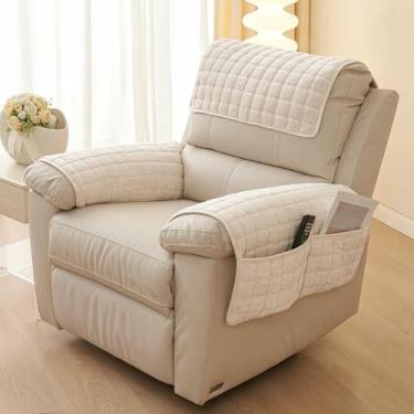 Imagem de Conjunto de 3/4/5 peças de capas antiderrapantes para poltronas reclináveis, sofás e poltronas em flanela macia para proteção dos braços.