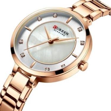 Imagem de Relógio Feminino De Pulso Curren Quartzo Luxo Dourado Rose-Feminino