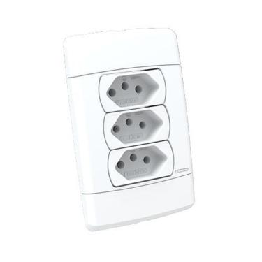 Imagem de Cj Tomada Tripla 20A 4X2 - Enerbras Neo Sottile Branco