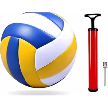 Imagem de Bola de Vôlei Profissional Nº 5 com Bomba de Ar Manual, Tamanho Oficial, PVC Macio e Resistente, 270g, para Quadra e Praia