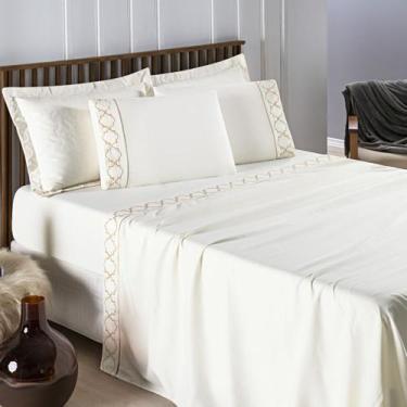 Imagem de Jogo Lençol Queen 4 Peças Bordado Micropercal 400 Fios Infinity - Bia 