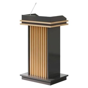 Imagem de Suporte de pódio portátil de madeira com armário de armazenamento e defletor, ideal para uso na igreja, sala de aula e eventos, mesa de púlpito de professor de altura ajustável (cor: B2)