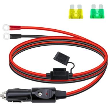 Imagem de Plugue de isqueiro resistente de 12 AWG, cabo adaptador de isqueiro macho de 12 m com luzes LED e caixa de fusíveis (20 A, 30A), plugue de isqueiro macho, acessórios de carro para inversor, bomba de