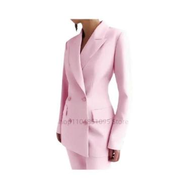 Imagem de Conjunto Elegante De Blazer E Calça Com Dois Botões Para Mulheres, Con