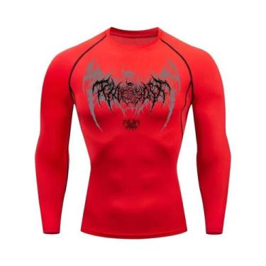 Imagem de Camiseta De Compressão Masculina Com Estampa De Caveira E Asas, Manga 