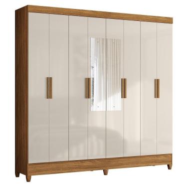 Imagem de Guarda Roupa Casal Marajó 8 Portas Freijó-off White Com Espelho - Moval Freijó-off White