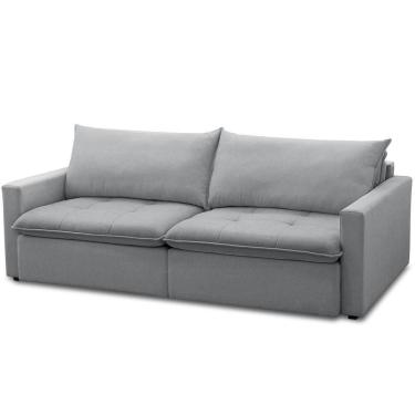 Imagem de Sofá Cama Retrátil Reclinável Para Sala De Estar 208cm Lari F04 Linho Cinza