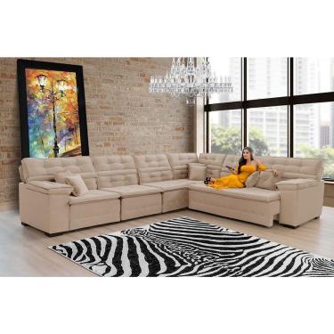 Imagem de Sofá Magno 3.77x2.57m De Canto, Retrátil E Reclinável - Bege