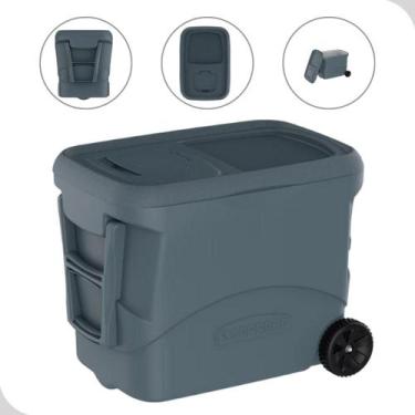 Imagem de Caixa Termica Cooler Grande Bebidas 50L Porta Copo Rodinha Cinza - Sop