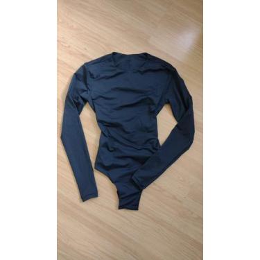 Imagem de Maiô Adulto Cavado Manga Longa Lycra UV50+ Preto Tamanho:MCor:Preto - 