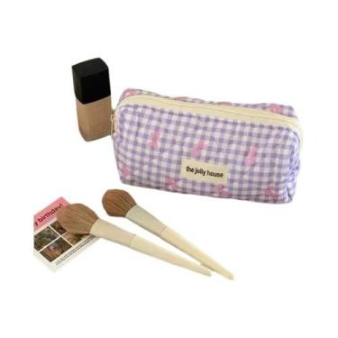 Imagem de Bolsa De Cosméticos Feminina Grande Capacidade Com Padrão De Laço Fofo