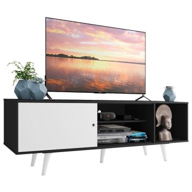 Imagem de Rack para TV até 65" Dubai Preto/Branco Madesa