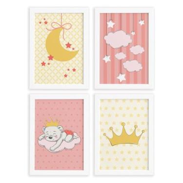 Imagem de Quadros para Quarto de Bebê Ursinha Princesa Kit 4un - Quartinhos