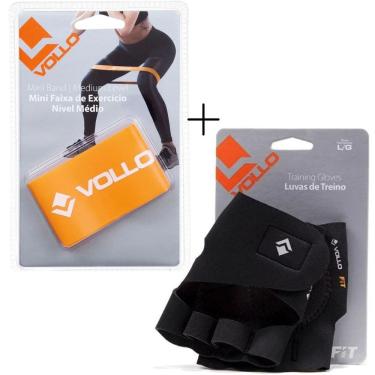 Imagem de Kit 01 Luva De Musculação Vollo Training  Academia+ 01 Mini Faixa De Exercício Mini Band Vollo