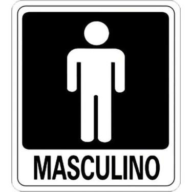Imagem de Placa Para Banheiro Branca e Preta Masculino Poliestireno PS 15x10 cm 