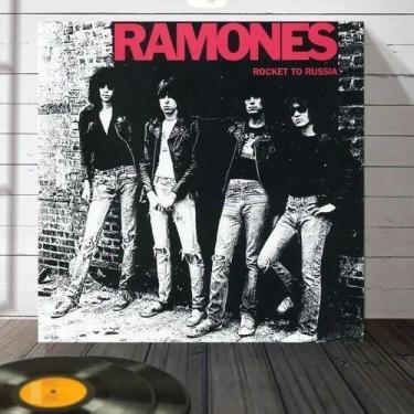 Imagem de Placa Quadro Disco Ramones Rocket To Rússia Mdf 30x30cm - ARTSIM