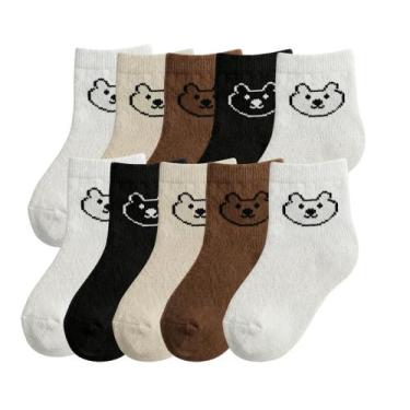 Imagem de Kit 10 Pares Meias Infantis Baby Bear Urso Meninos Meninas Algodão Con