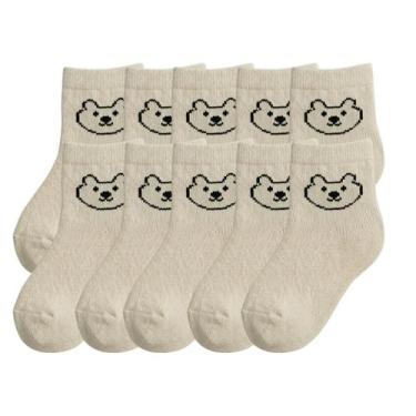 Imagem de Kit 10 Pares Meias Infantis Baby Bear Urso Meninos Meninas Algodão Con