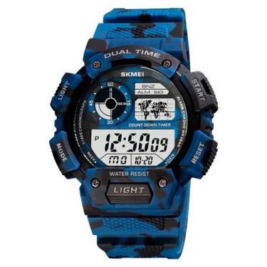 Imagem de Relógio Masculino Skmei 1723 Azul Camuflado Digital Resistente à Água 