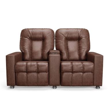 Imagem de Poltrona Do Papai Reclinável 2 Lugares Sala De Cinema Arsenal Manual Pu Marrom