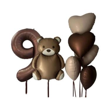 Imagem de Balões De Urso Pardo 7 Peças 32 Polegadas Números De 0 a 9 Anos Decora
