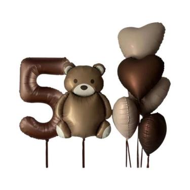 Imagem de Balões De Urso Pardo 7 Peças 32 Polegadas Números De 0 a 9 Anos Decora