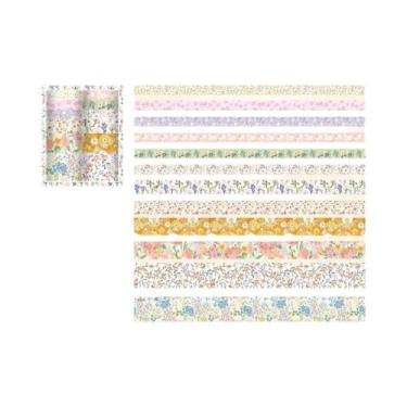 Imagem de Conjunto De Fita Washi Floral Vintage Com 12 Rolos, Fita Decorativa Co