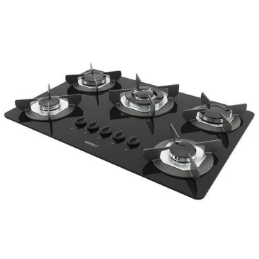 Imagem de Fogão Cooktop Vidro Gás 4B Simp 1B Tripla Safe Ferro Flange Inox Safe5D Bivolt Nardelli 27011601-00