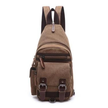 Imagem de Mochila Pequena Transversal De Peito Ou Costas Unissex Lona - Zafin®, 