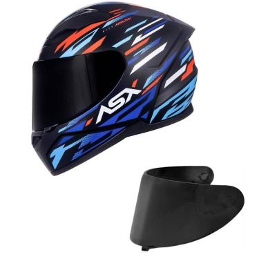 Imagem de Capacete ASX City Arrow Preto Vermelho e Azul Mais Viseira Fumê-Masculino