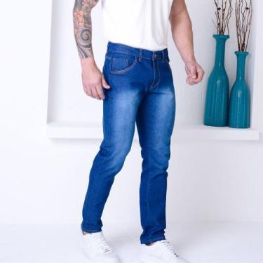 Imagem de Calça Masculina Azul Pistolada Jeans Com 3 Linha Básica - Ss Jeans, 42