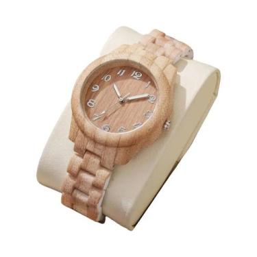 Imagem de Relógio Feminino Casual Com Padrão De Madeira, Pulseira De Plástico, R