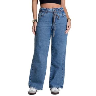 Imagem de Calça Jeans Sawary Wide Leg Petit - 282318 - Azul médiobr 42, Azul, 42
