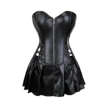 Imagem de Conjunto De Vestido E Saia Em material sintético Estilo Punk Gótico Pa