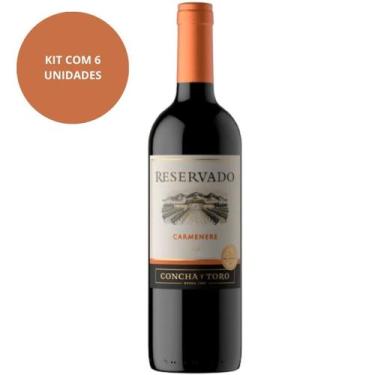 Imagem de Kit Vinho Concha Y Toro Reservado Carmenere 750ml Com 6