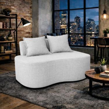 Imagem de Sofá Bellé 100cm Moderno Confortável Sala Estar Luxo Bouclé Branco