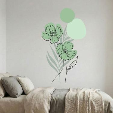 Imagem de Adesivo Floral Boho Verde Estilo Nórdico 88x150 Minimalista Abstrato