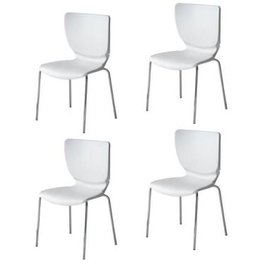 Imagem de Kit 4 Cadeiras Empilháveis Base Aço Tubular Mono - Prima Design