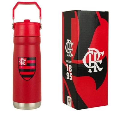 Imagem de Garrafa Térmica Inox Alça Canudo Bico 650ml - Flamengo - Mileno