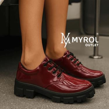 Imagem de Sapato De Amarrar Tratorado Oxford Chunky Casual Bordo