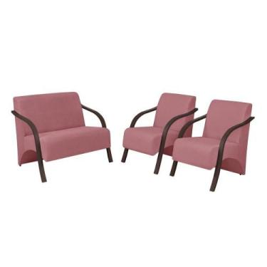 Imagem de Conjunto Poltronas Vênus Braço Madeira D Salla Rosa