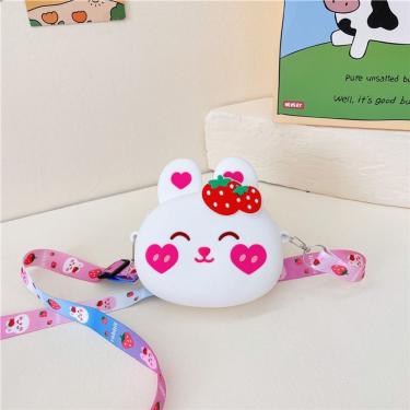Imagem de Bolsa Infantil Coelho de Silicone para Moedas e Pequenos Objetos com Alça Crossbody Branco OEM