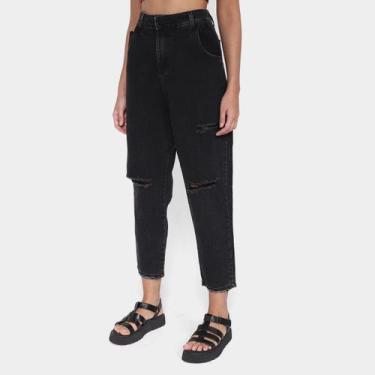 Imagem de Calça Jeans Sawary Slouchy Elastano Feminina, Preto, 34