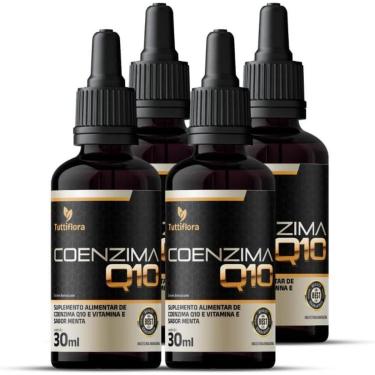 Imagem de 4x Coenzima Q10 100mg Por Porção (Ubiquinona) com Vitamina E em Gotas Sabor Menta 30ml...