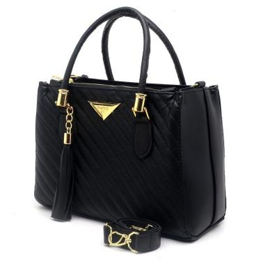 Imagem de Bolsa Feminina Média Shopbag Bordada Linea Preta